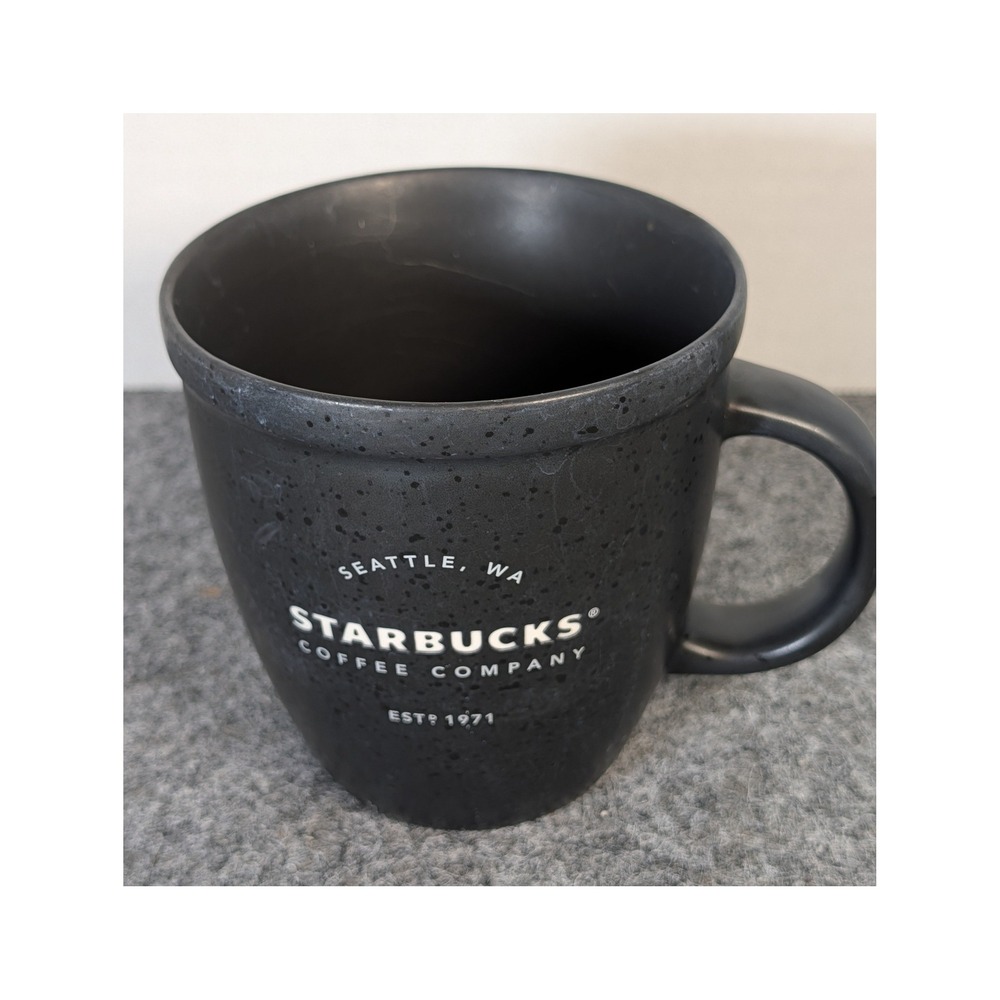 Starbucks Seattle WA Est 1971 Matte Black Speckled Ceramic Coffee Mug 16 oz